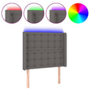 sengegavl med LED-lys 93x16x118/128 cm kunstlæder grå