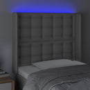 sengegavl med LED-lys 93x16x118/128 cm kunstlæder grå
