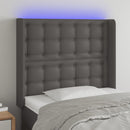 sengegavl med LED-lys 93x16x118/128 cm kunstlæder grå
