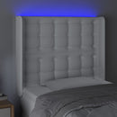 sengegavl med LED-lys 103x16x118/128 cm kunstlæder hvid