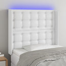 sengegavl med LED-lys 103x16x118/128 cm kunstlæder hvid