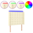 sengegavl med LED-lys 103x16x118/128 cm kunstlæder cremefarvet