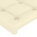 sengegavl med LED-lys 103x16x118/128 cm kunstlæder cremefarvet