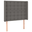 sengegavl med LED-lys 103x16x118/128 cm kunstlæder grå