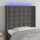 sengegavl med LED-lys 103x16x118/128 cm kunstlæder grå