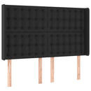 sengegavl med LED-lys 147x16x118/128 cm kunstlæder sort