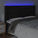 sengegavl med LED-lys 147x16x118/128 cm kunstlæder sort