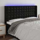 sengegavl med LED-lys 147x16x118/128 cm kunstlæder sort