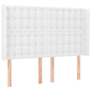 sengegavl med LED-lys 147x16x118/128 cm kunstlæder hvid