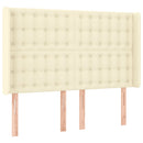 sengegavl med LED-lys 147x16x118/128 cm kunstlæder cremefarvet