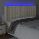 sengegavl med LED-lys 147x16x118/128 cm kunstlæder cremefarvet