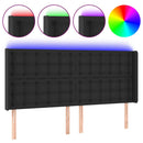 sengegavl med LED-lys 163x16x118/128 cm kunstlæder sort