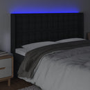 sengegavl med LED-lys 163x16x118/128 cm kunstlæder sort