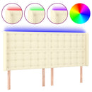 sengegavl med LED-lys 163x16x118/128 cm kunstlæder cremefarvet