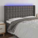 sengegavl med LED-lys 163x16x118/128 cm kunstlæder grå