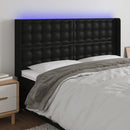 sengegavl med LED-lys 183x16x118/128 cm kunstlæder sort