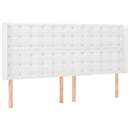 sengegavl med LED-lys 183x16x118/128 cm kunstlæder hvid
