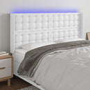 sengegavl med LED-lys 183x16x118/128 cm kunstlæder hvid