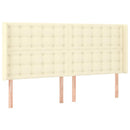 Sengegavl med LED-lys 183x16x118/128 cm kunstlæder cremefarvet