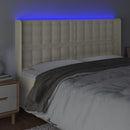 sengegavl med LED-lys 183x16x118/128 cm kunstlæder cremefarvet