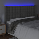 sengegavl med LED-lys 183x16x118/128 cm kunstlæder grå