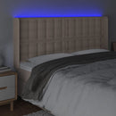 sengegavl med LED-lys 183x16x118/128 cm kunstlæder cappuccino