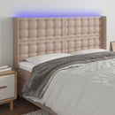 sengegavl med LED-lys 183x16x118/128 cm kunstlæder cappuccino