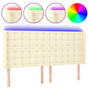 sengegavl med LED-lys 203x16x118/128 cm kunstlæder cremefarvet