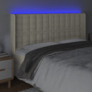 sengegavl med LED-lys 203x16x118/128 cm kunstlæder cremefarvet