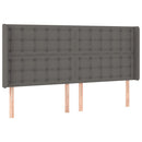 sengegavl med LED-lys 203x16x118/128 cm kunstlæder grå
