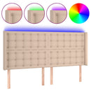 sengegavl med LED-lys 203x16x118/128 cm kunstlæder cappuccino