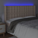 sengegavl med LED-lys 203x16x118/128 cm kunstlæder cappuccino