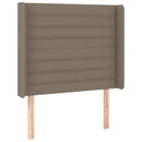 sengegavl med LED-lys 83x16x118/128 cm stof gråbrun