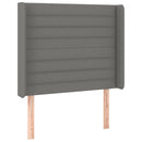sengegavl med LED-lys 93x16x118/128 cm stof mørkegrå