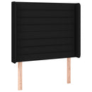 sengegavl med LED-lys 93x16x118/128 cm stof sort
