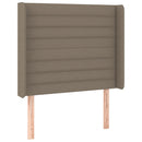 sengegavl med LED-lys 93x16x118/128 cm stof gråbrun