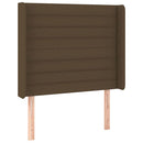 sengegavl med LED-lys 103x16x118/128 cm stof mørkebrun