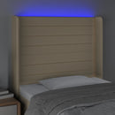 sengegavl med LED-lys 103x16x118/128 cm stof cremefarvet