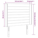 sengegavl med LED-lys 103x16x118/128 cm stof blå