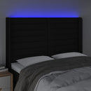sengegavl med LED-lys 147x16x118/128 cm stof sort