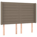 sengegavl med LED-lys 147x16x118/128 cm stof gråbrun