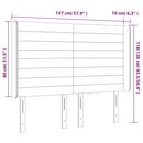 sengegavl med LED-lys 147x16x118/128 cm stof cremefarvet