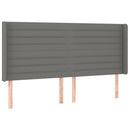 sengegavl med LED-lys 163x16x118/128 cm stof mørkegrå