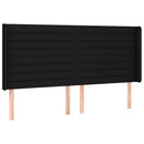 sengegavl med LED-lys 163x16x118/128 cm stof sort