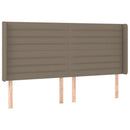 sengegavl med LED-lys 163x16x118/128 cm stof gråbrun