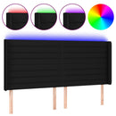 sengegavl med LED-lys 183x16x118/128 cm stof sort