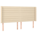 sengegavl med LED-lys 183x16x118/128 cm stof cremefarvet