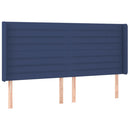 sengegavl med LED-lys 183x16x118/128 cm stof blå