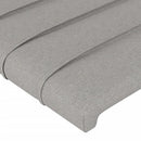 sengegavl med LED-lys 203x16x118/128 cm stof lysegrå