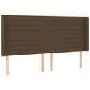 sengegavl med LED-lys 203x16x118/128 cm stof mørkebrun